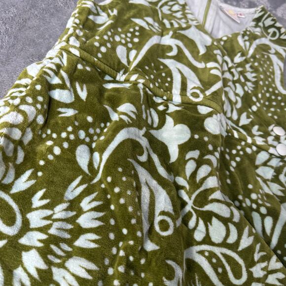 Vintage Y2K Le Fromage Of L’Orange Girls green Patterned dress Size 4 Velvet - Picture 4 of 7